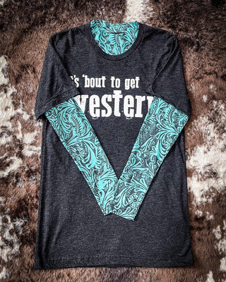 Sterling Kreek - Tooled in Turquoise Mesh Top – Apparel from Bronco Western Supply Co.