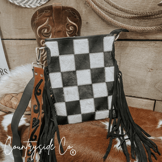 Stockyard Checkered Cowhide Fringe Purse by Countryside Co. – Purses & Wallets from Bronco Western Supply Co.