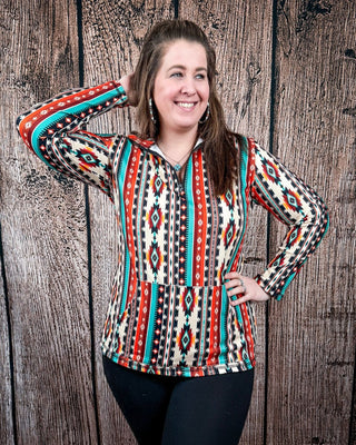 Sunburst Stampede Quarter Zip Pullover by Sterling Kreek – Apparel from Bronco Western Supply Co.