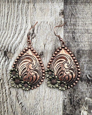 Sunchapel Filigree Teardrop Earrings in Copper – Jewelry from Bronco Western Supply Co.