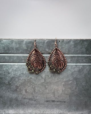 Sunchapel Filigree Teardrop Earrings in Copper – Jewelry from Bronco Western Supply Co.