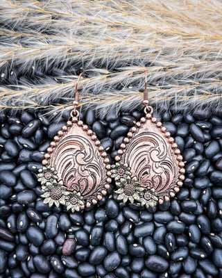 Sunchapel Filigree Teardrop Earrings in Copper – Jewelry from Bronco Western Supply Co.