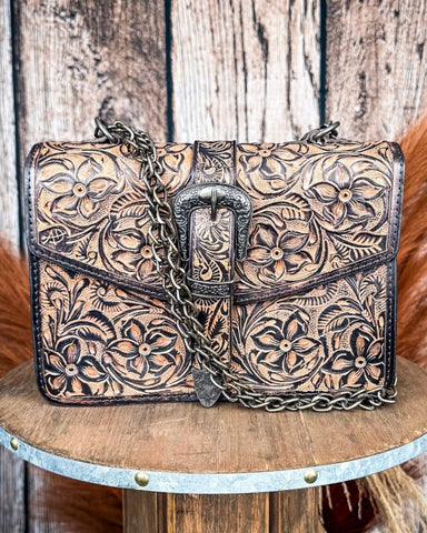 Sundown Belle Tooled Leather Shoulder Bag - Purses & Wallets - American Darling - Bronco Western Supply Co.