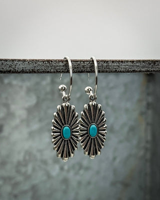 Sundown Ridge Turquoise Dangle Hoop Earrings – Jewelry from Bronco Western Supply Co.