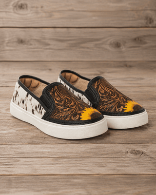 Sunflower Trail Hair-On Leather Slip On Sneakers in Brown by Myra Bag – Women's Shoes from Bronco Western Supply Co.