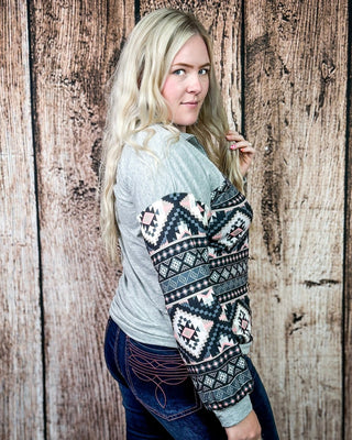 Tatum Fitted Aztec Quarter Zip Light Pullover in Gray – Apparel from Bronco Western Supply Co.