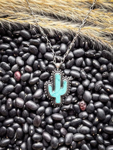 Tessa Cactus Fashion Necklace - Jewelry - Blue Tortoise - Bronco Western Supply Co.