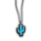 Tessa Cactus Fashion Necklace - Jewelry - Blue Tortoise - Bronco Western Supply Co.