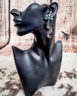 The Desert Bloom Spirals – Filigree & Aqua Flower Fashion Earrings – Jewelry from Bronco Western Supply Co.