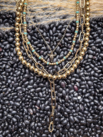 The Dustwalker Layers Fashion Necklace Set - Gold - Jewelry - Blue Tortoise - Bronco Western Supply Co.