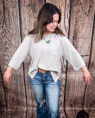 The Ellis Top - Pearl Grey – Shirts & Tops from Bronco Western Supply Co.