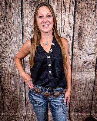 The Lanie Tank - Black – Shirts & Tops from Bronco Western Supply Co.