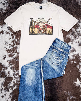 The Laredo Longhorn Graphic Tee - Cream – Shirts & Tops from Bronco Western Supply Co.