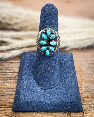 The Marie Sterling Silver Turquoise Adjustable Ring – Rings from Bronco Western Supply Co.