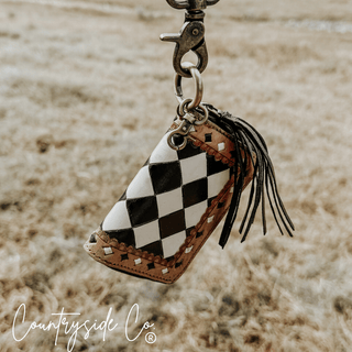 The Sidekick Checkered Leather Mini Wallet in Black by Countryside Co. – Purses & Wallets from Bronco Western Supply Co.