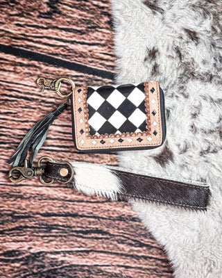 The Sidekick Checkered Leather Mini Wallet in Black by Countryside Co. – Purses & Wallets from Bronco Western Supply Co.