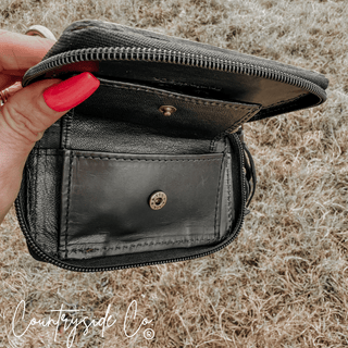 The Sidekick Checkered Leather Mini Wallet in Black by Countryside Co. – Purses & Wallets from Bronco Western Supply Co.