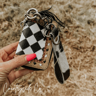 The Sidekick Checkered Leather Mini Wallet in Black by Countryside Co. – Purses & Wallets from Bronco Western Supply Co.