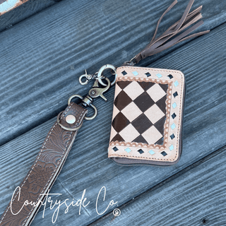 The Sidekick Checkered Leather Mini Wallet in Brown by Countryside Co. – Purses & Wallets from Bronco Western Supply Co.