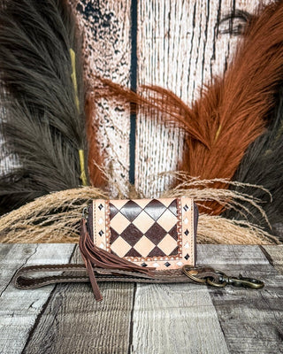 The Sidekick Checkered Leather Mini Wallet in Brown by Countryside Co. – Purses & Wallets from Bronco Western Supply Co.