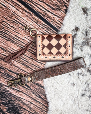 The Sidekick Checkered Leather Mini Wallet in Brown by Countryside Co. – Purses & Wallets from Bronco Western Supply Co.