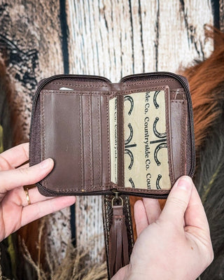 The Sidekick Checkered Leather Mini Wallet in Brown by Countryside Co. – Purses & Wallets from Bronco Western Supply Co.