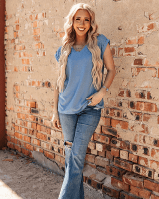 The Sloan Top - Denim Blue – Shirts & Tops from Bronco Western Supply Co.
