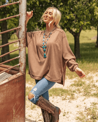 The Stillwater Tunic Top - Chocolate – Shirts & Tops from Bronco Western Supply Co.