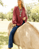 The Stillwater Tunic Top - Wine - Shirts & Tops - Andree by Unit - Bronco Western Supply Co.