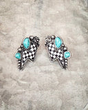 The Thunderbolt Studs – Checker & Aqua Stone Fashion Earrings - Jewelry - Blue Tortoise - Bronco Western Supply Co.