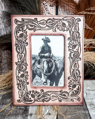 This Moment in Time Tooled Leather Photo Frame by Myra Bag – Gift Items from Bronco Western Supply Co.
