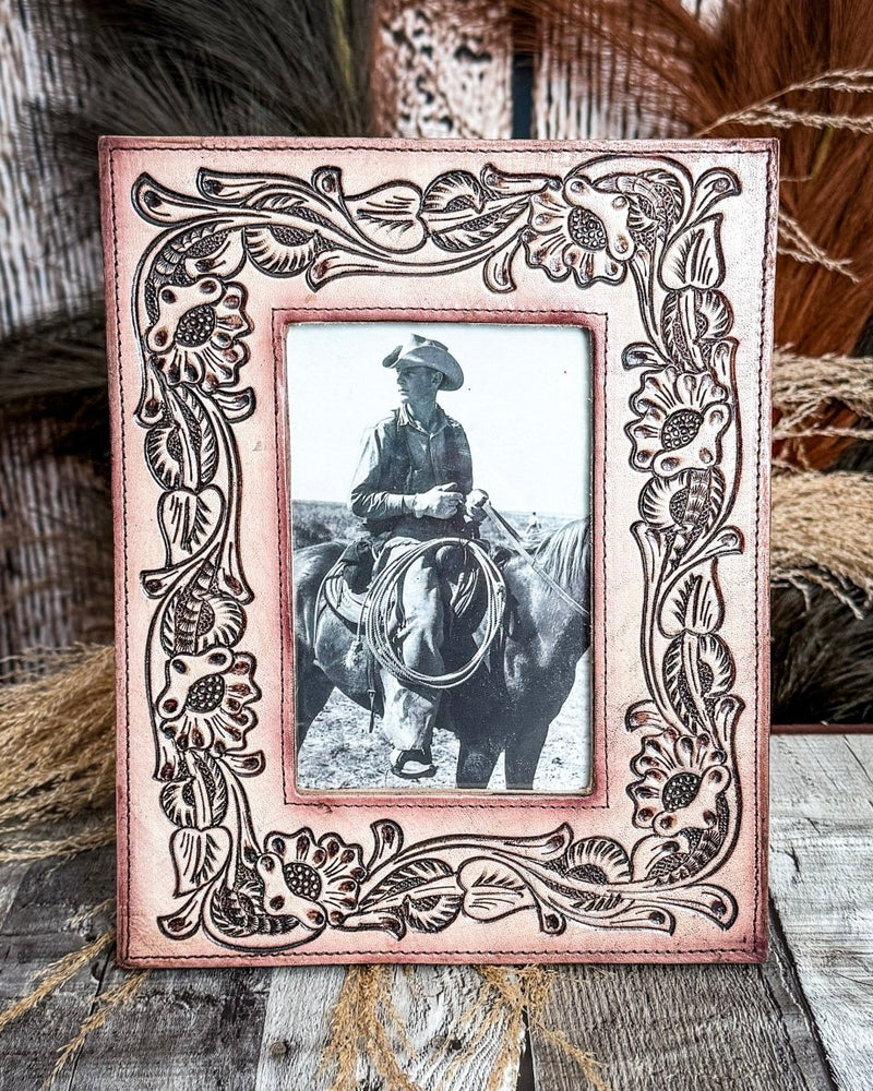 This Moment in Time Tooled Leather Photo Frame by Myra Bag – Gift Items from Bronco Western Supply Co.