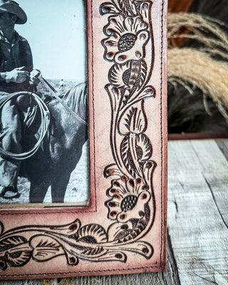 This Moment in Time Tooled Leather Photo Frame by Myra Bag – Gift Items from Bronco Western Supply Co.