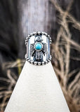Thunderbird Fashion Cuff Ring - Silver - Jewelry - Blue Tortoise - Bronco Western Supply Co.