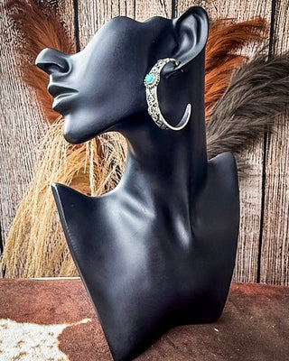 Thunderbird Hoop Fashion Earring - Silver/Turquoise – Jewelry from Bronco Western Supply Co.