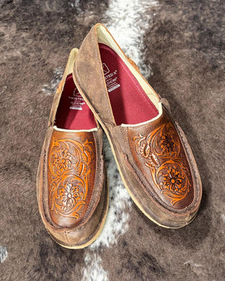 Tia Twisted X Slip - On Loafer - Chocolate Bomber & Tooled Brown – Women's Shoes from Bronco Western Supply Co.