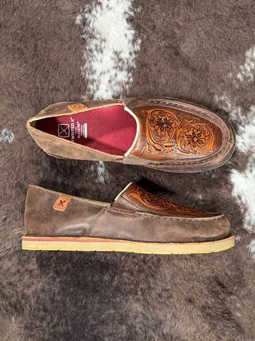 Tia Twisted X Slip - On Loafer - Chocolate Bomber & Tooled Brown - Women's Shoes - Twisted X - Bronco Western Supply Co.