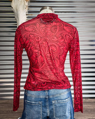 Tooled in Red Mesh Top by Sterling Kreek – Apparel from Bronco Western Supply Co.