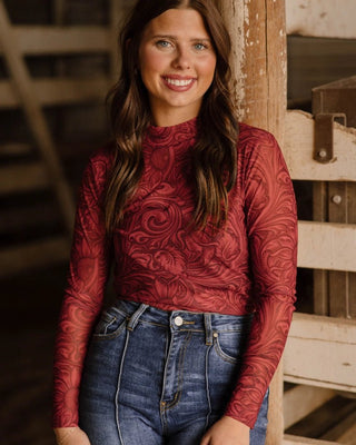 Tooled in Red Mesh Top by Sterling Kreek – Apparel from Bronco Western Supply Co.