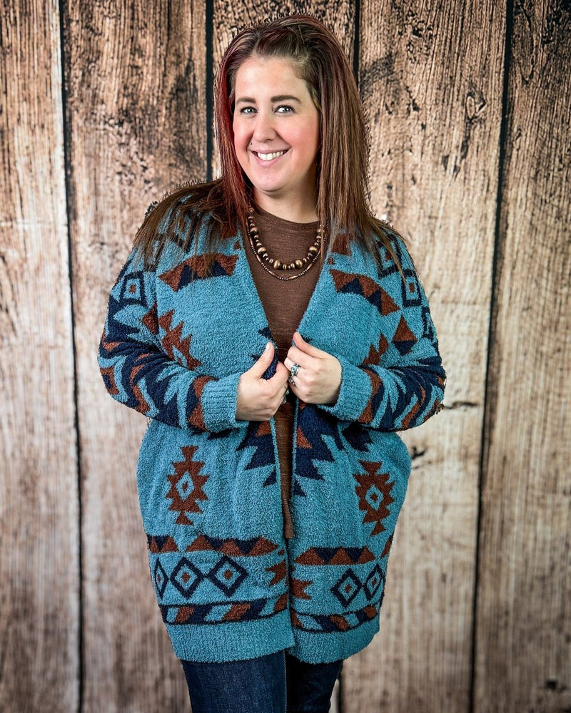 Trading Post Cloud Cardigan in Blue – Apparel from Bronco Western Supply Co.
