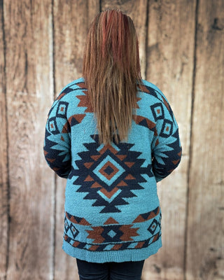 Trading Post Cloud Cardigan in Blue – Apparel from Bronco Western Supply Co.