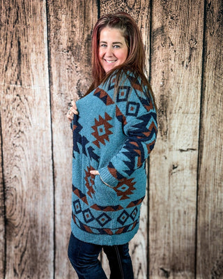 Trading Post Cloud Cardigan in Blue – Apparel from Bronco Western Supply Co.