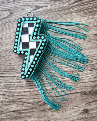 Tropical Thunder Checkered Lightning Car Freshie in Tropical Leather Scent – Accessories from Bronco Western Supply Co.