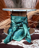 Tulsa Tooled Wild Rag – Deep Teal Tooled Leather Print Scarf - Accessories - Rowdy Crowd - Bronco Western Supply Co.
