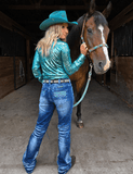 Turquoise Boot Stitch Bootcut Jeans - Apparel - Cowgirl Tuff Company - Bronco Western Supply Co.