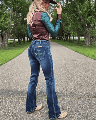 Turquoise Crosses Bootcut Jeans by Cowgirl Tuff – Apparel from Bronco Western Supply Co.