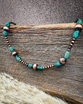 Turquoise Crossing Turquoise & Copper Pearl Necklace – Jewelry from Bronco Western Supply Co.