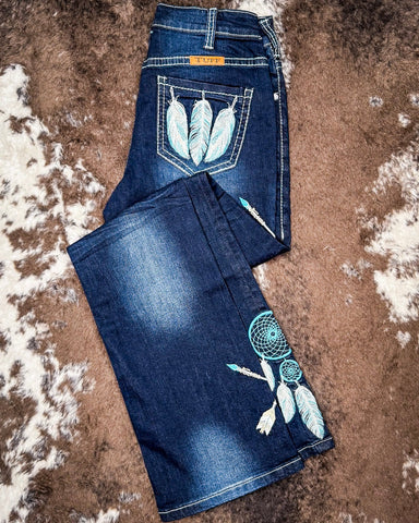 Turquoise Dreamcatcher Bootcut Jeans - Apparel - Cowgirl Tuff Company - Bronco Western Supply Co.