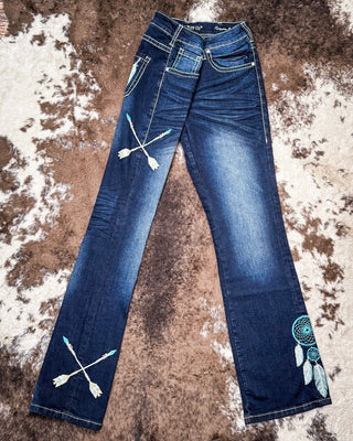 Turquoise Dreamcatcher Bootcut Jeans - Apparel - Cowgirl Tuff Company - Bronco Western Supply Co.