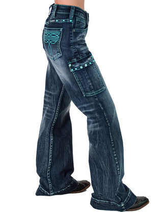 Turquoise Gem Wide Leg Trouser Jeans by Cowgirl Tuff – Apparel from Bronco Western Supply Co.